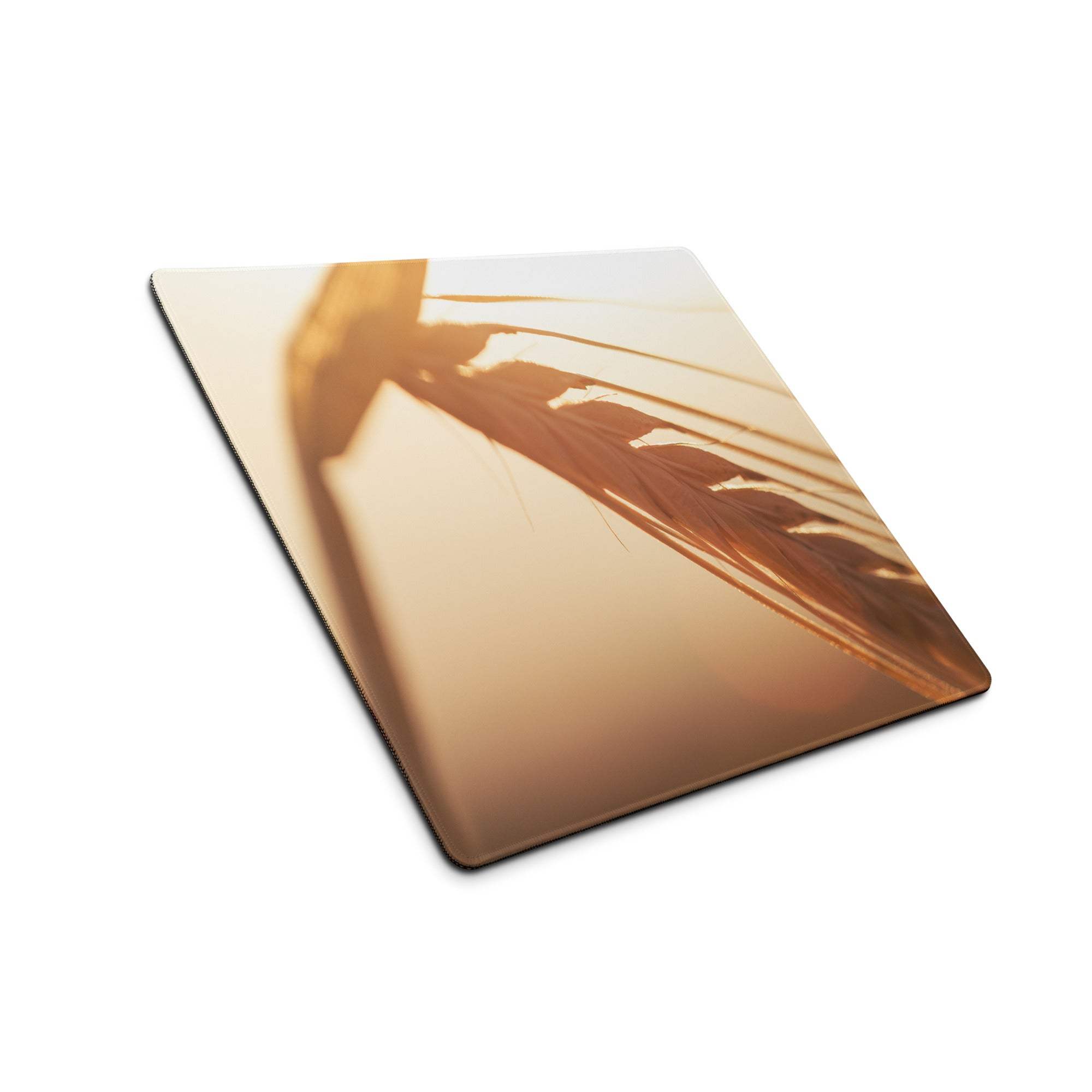 Sunset style golden wheat field gaming mouse pad with glossy finish