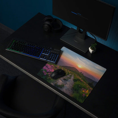 Vibrant sunset mountain landscape large non-slip stitched gaming mouse pad