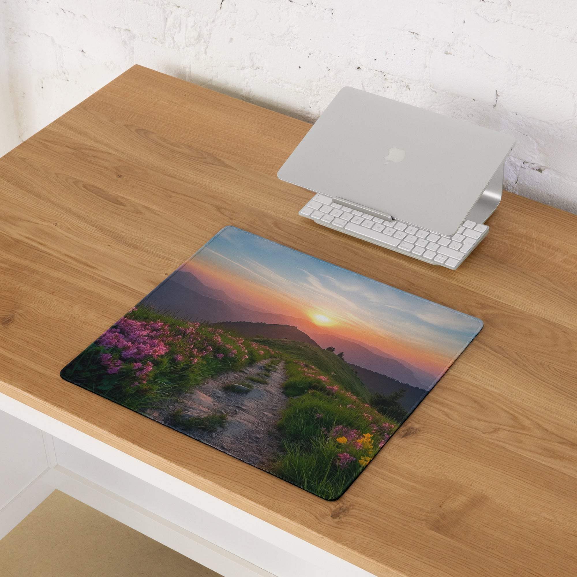 Vibrant sunset mountain landscape large non-slip stitched gaming mouse pad
