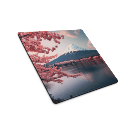 Stylish pink cherry blossom Mount Fuji gaming mouse pad, large non-slip stitched edges