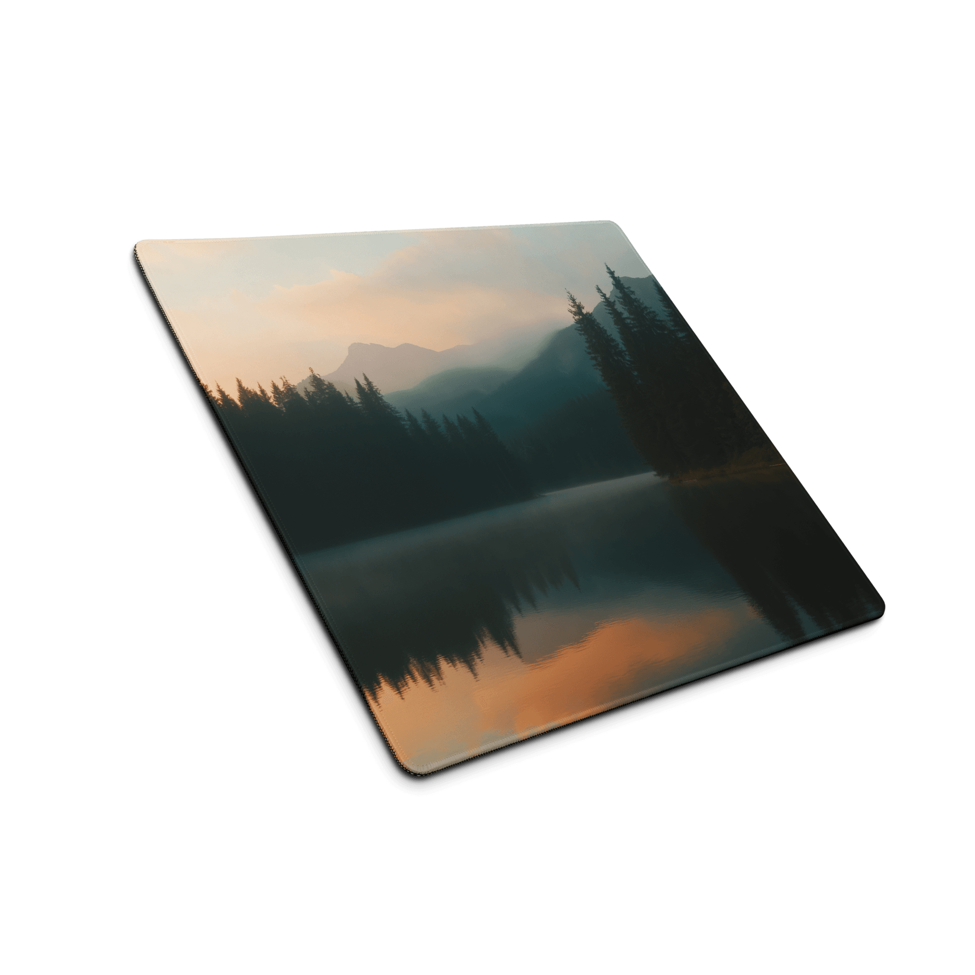 Large forest lake dawn acrylic frame on glossy mouse pad