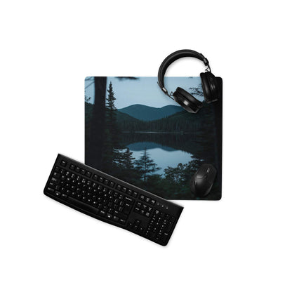 Forest Serenity large gaming mouse pad with serene mountain lake and trees