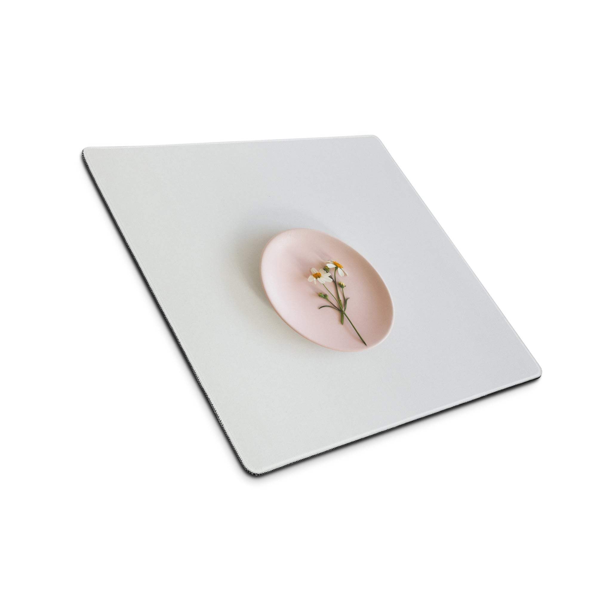 Sleek minimalist large soft gray gaming mouse pad with non-slip base and durable edge stitching