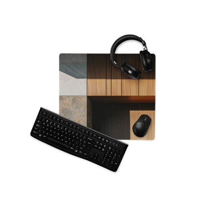 Modern desk style large gaming mouse pad with marble wood inlays