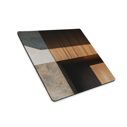 Modern desk gaming mouse pad with marble wood inlays non-slip base