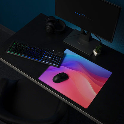 Vibrant gradient large gaming mouse pad with purple to pink blue design