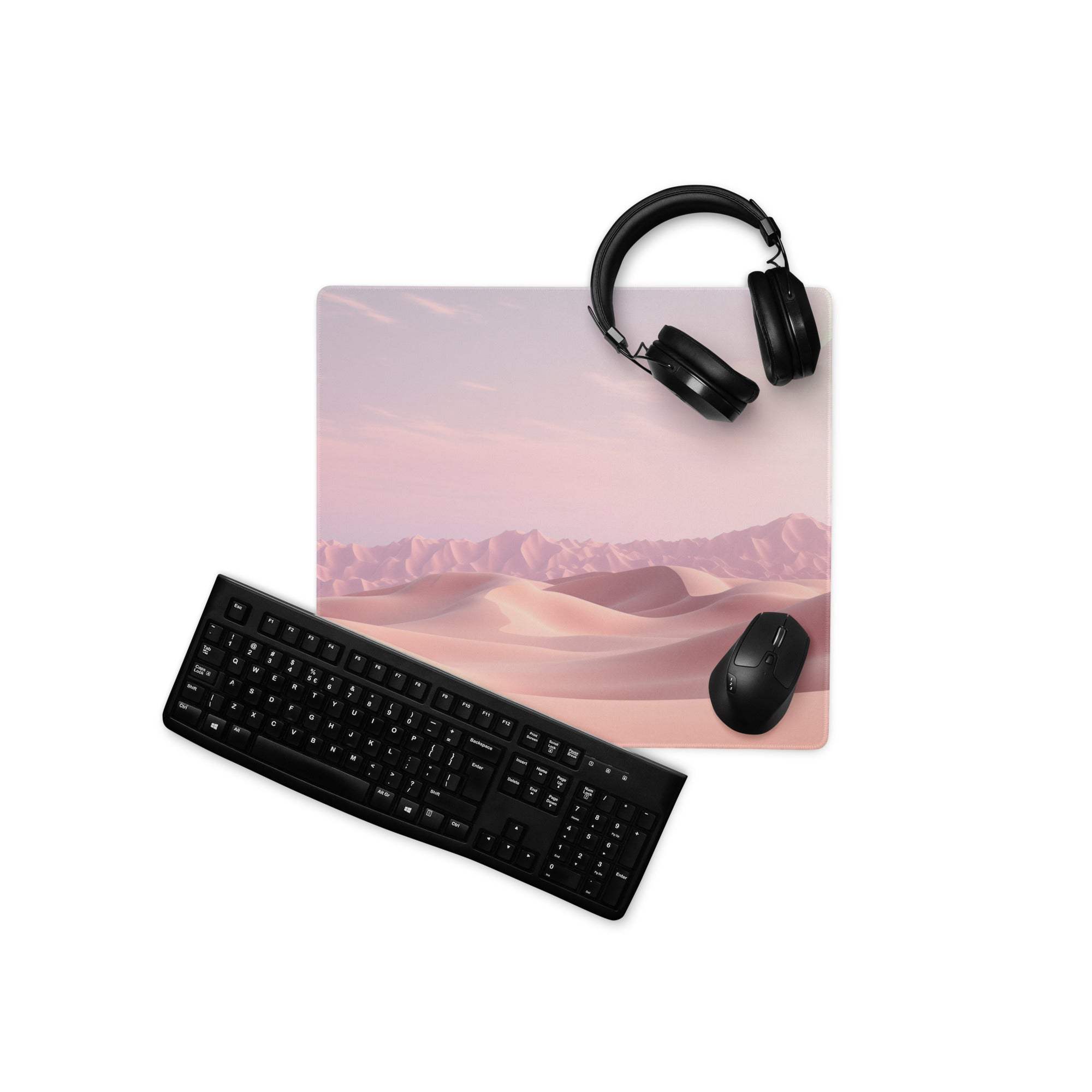 Pastel desert dunes premium gaming mouse pad with pink sand dunes and non-slip backing