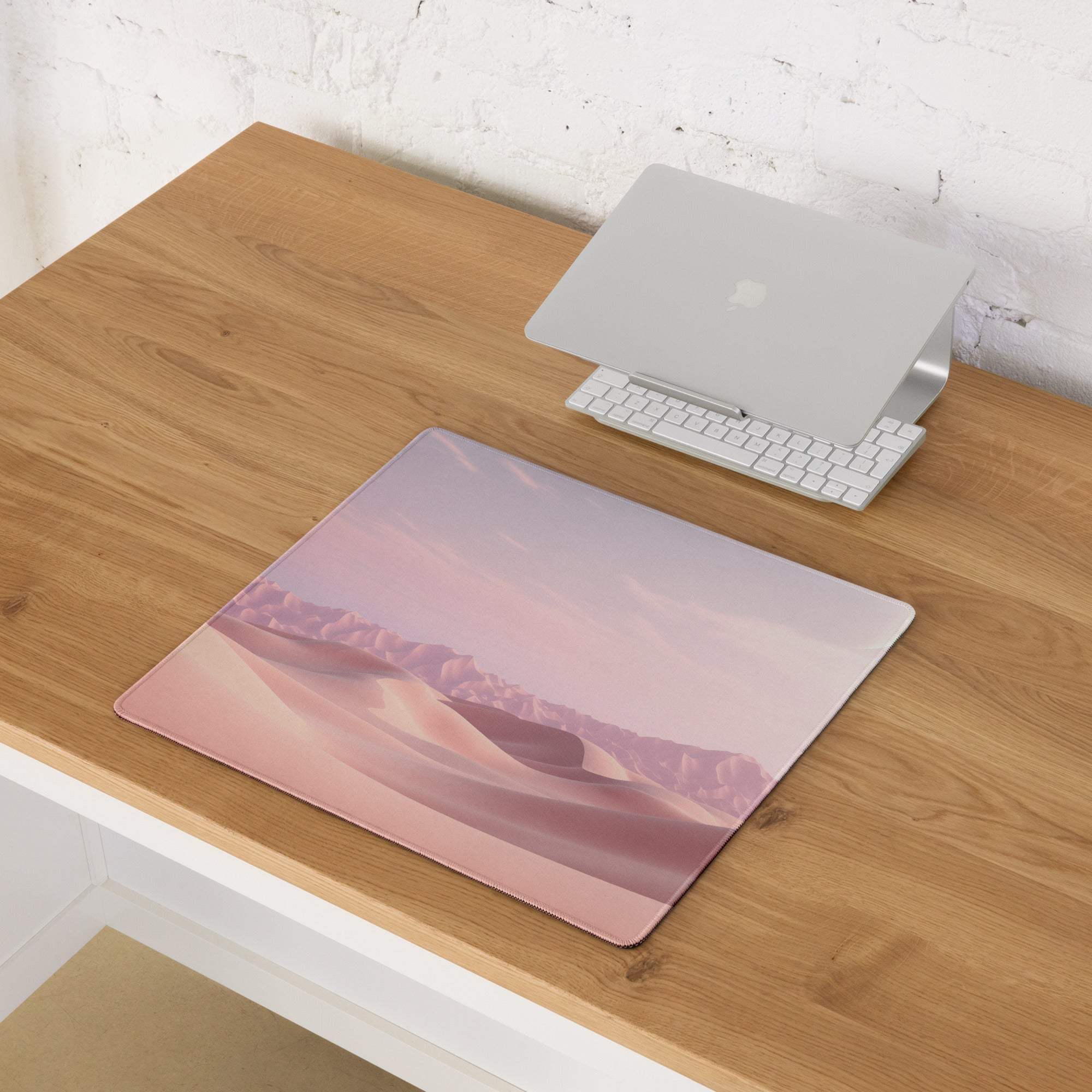 Pink desert landscape on Pastel Desert Dunes premium gaming mousepad