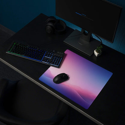 Pastel gradient stitched gaming mouse pad with purple to pink blue design