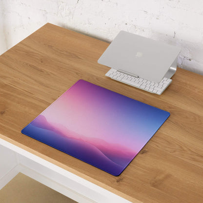 Pastel gradient purple-to-pink stitched gaming mouse pad with non-slip base