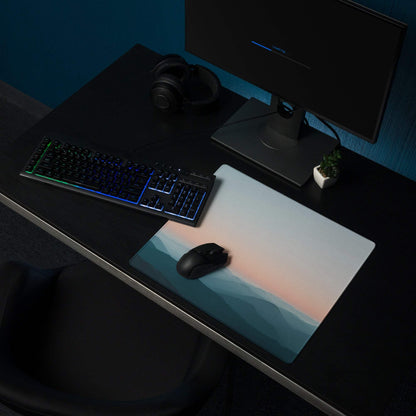 Serene Mountain Sunset Pastel Horizon large gaming mouse pad