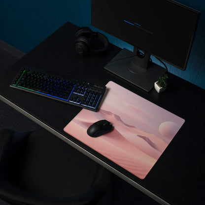 Pink Dreamy Desert Dunes gaming mouse pad with gradient pastel tones