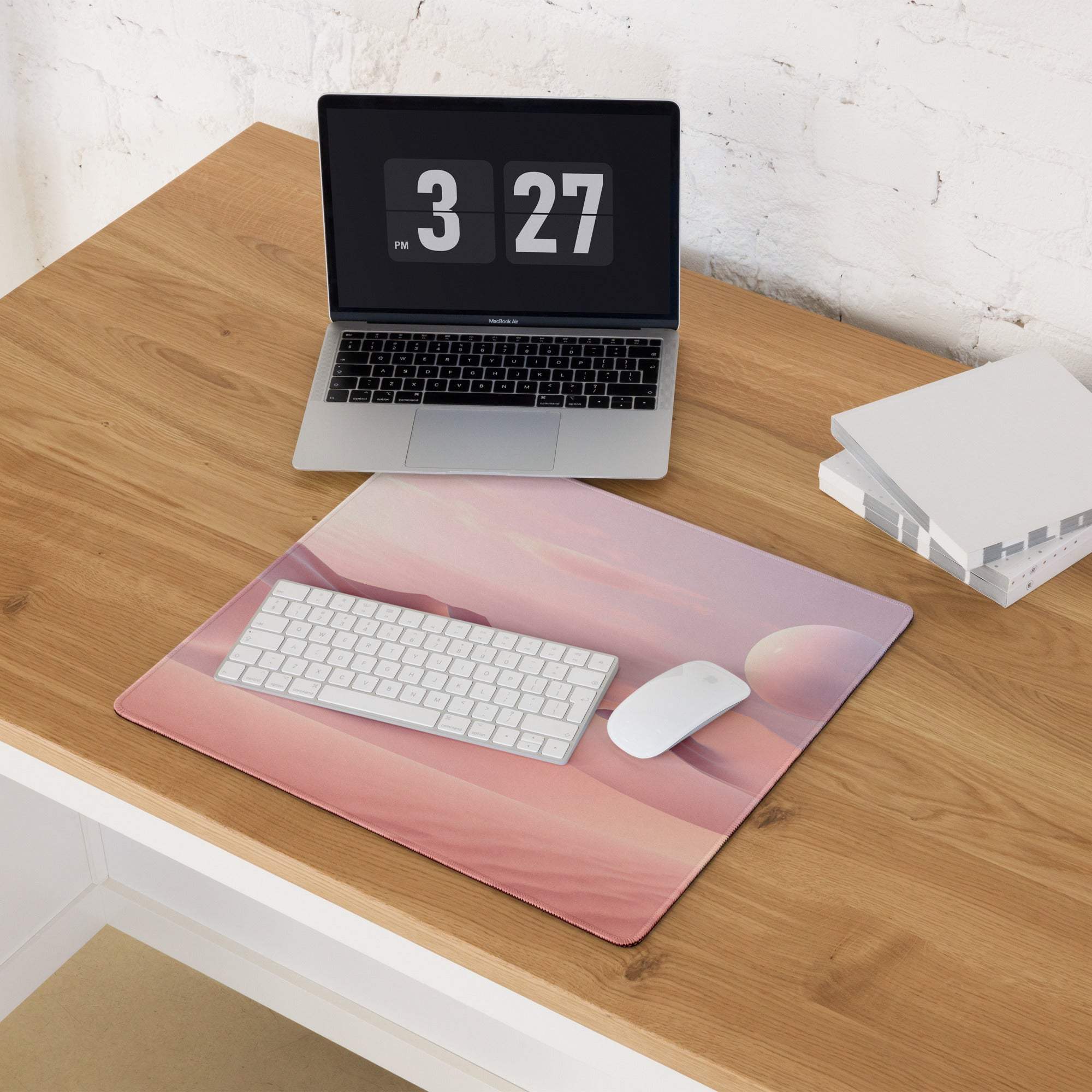 Pink gradient desert dunes mousepad with matte finish, large gaming pad