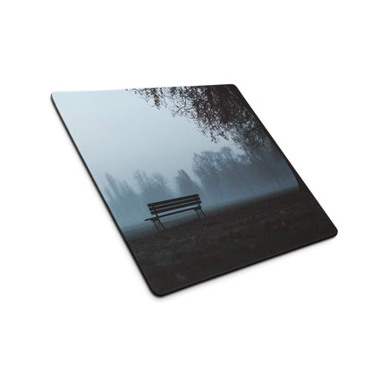 Mist-covered park bench gaming mouse pad large non-slip edge stitch