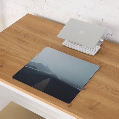 Calm snowy road in blue mist extra large non-slip gaming mouse pad