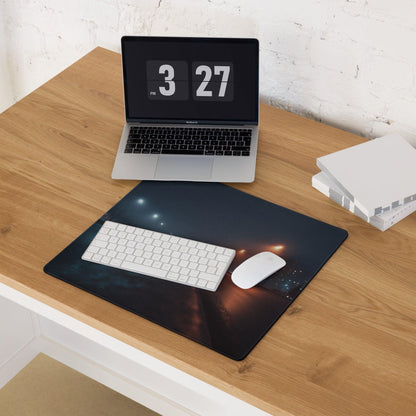 Black galaxy nebula starfield gaming mousepad with non-slip backing