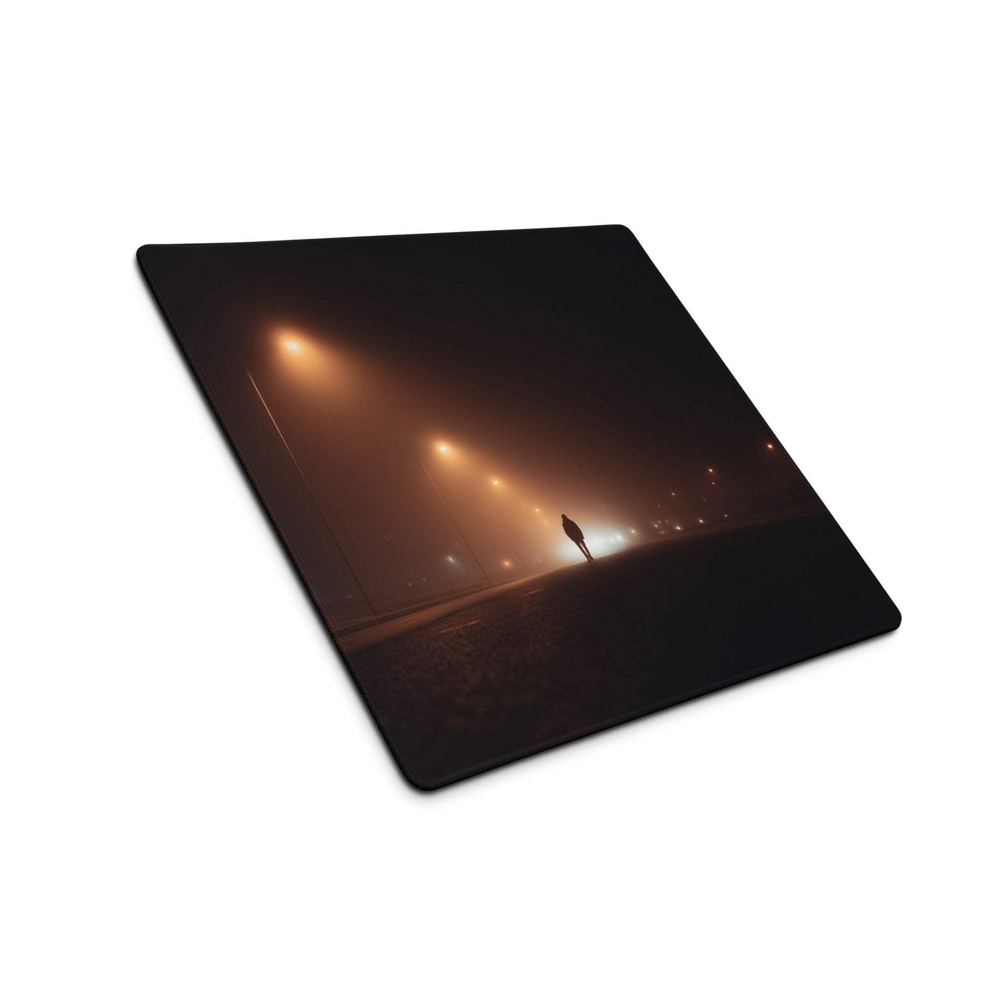Dark Street Night large gaming mousepad with foggy street photo