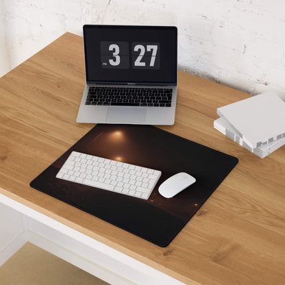 Black galaxy glow gaming mousepad with non-slip base and edge stitching