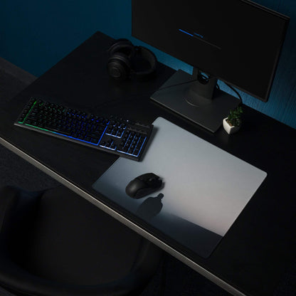 Sleek Moody Blue Gray gradient gaming mouse pad with non-slip base