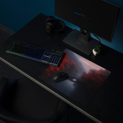 Landscape style forest moody red gaming mouse pad with large non-slip surface