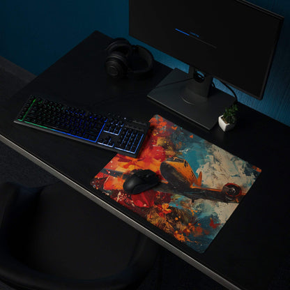 Vibrant airplane artwork gaming mouse pad large size non-slip base