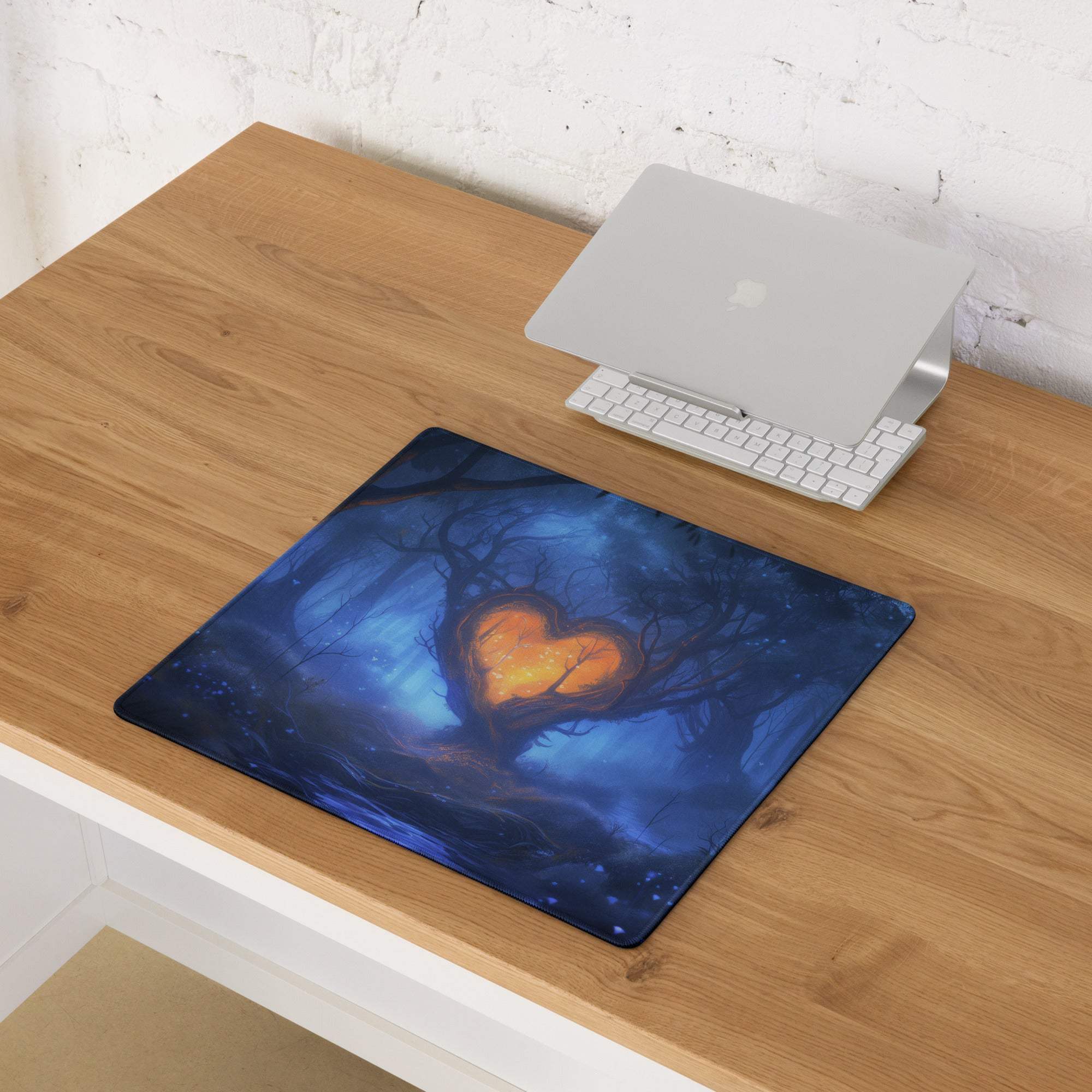 Epic Enchanting Fantasy Forest Heart Grove Twilight Mist blue orange gaming mouse pad