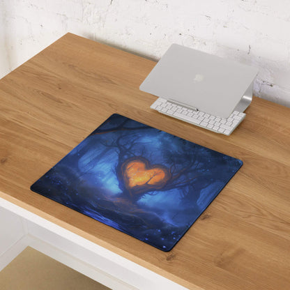 Epic Enchanting Fantasy Forest Heart Grove Twilight Mist blue orange gaming mouse pad