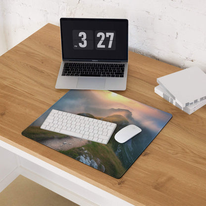 Vibrant sunrise mountain ridge gaming mouse pad with non-slip backing