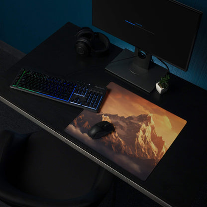 Epic Mountain Sunset large gaming mousepad with sunlit peaks