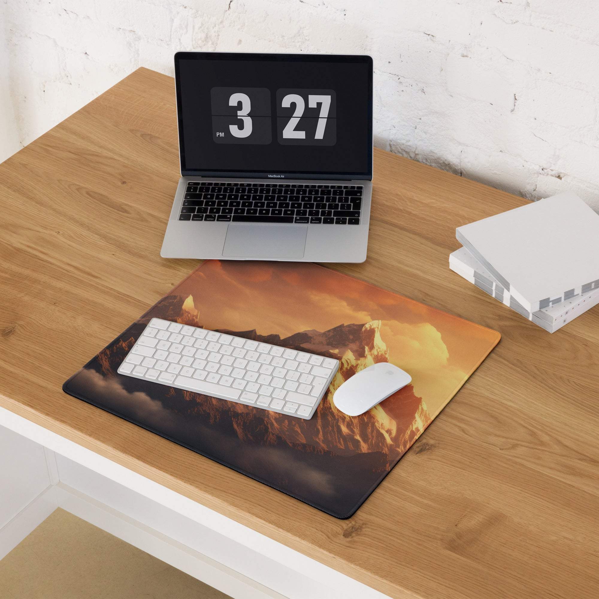 Epic Mountain Sunset large gaming mouse pad with non-slip base
