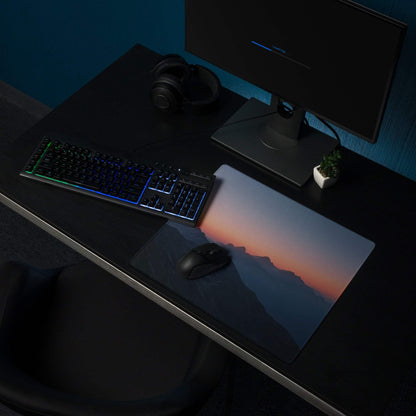 Minimalist mountain sunset warm orange large gaming mouse pad