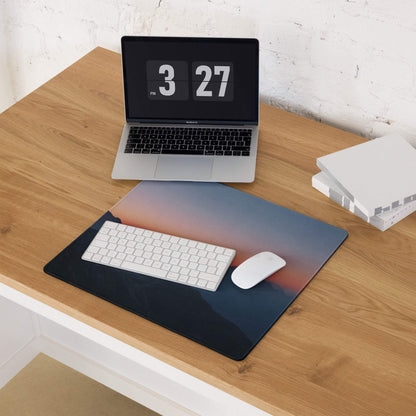 Minimalist mountain sunset warm orange large gaming mouse pad