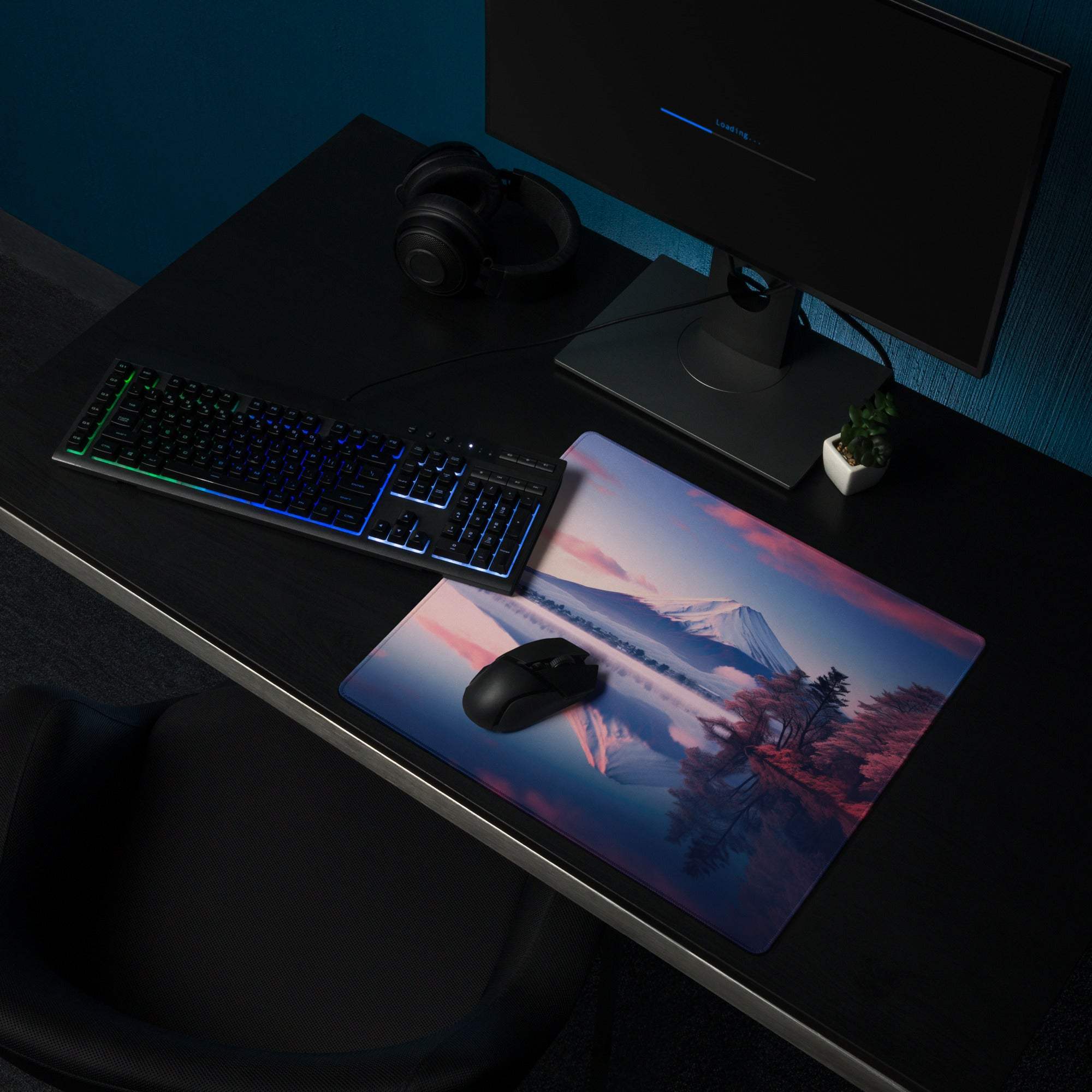 Dreamy Mount Fuji pink sunset ultra large non-slip gaming mouse pad