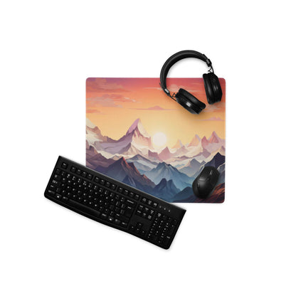 Vibrant mountain sunset gaming mouse pad with non-slip backing