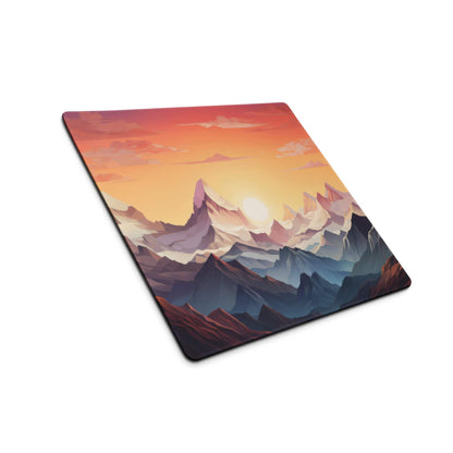 Vibrant mountain sunset gaming mouse pad with non-slip backing