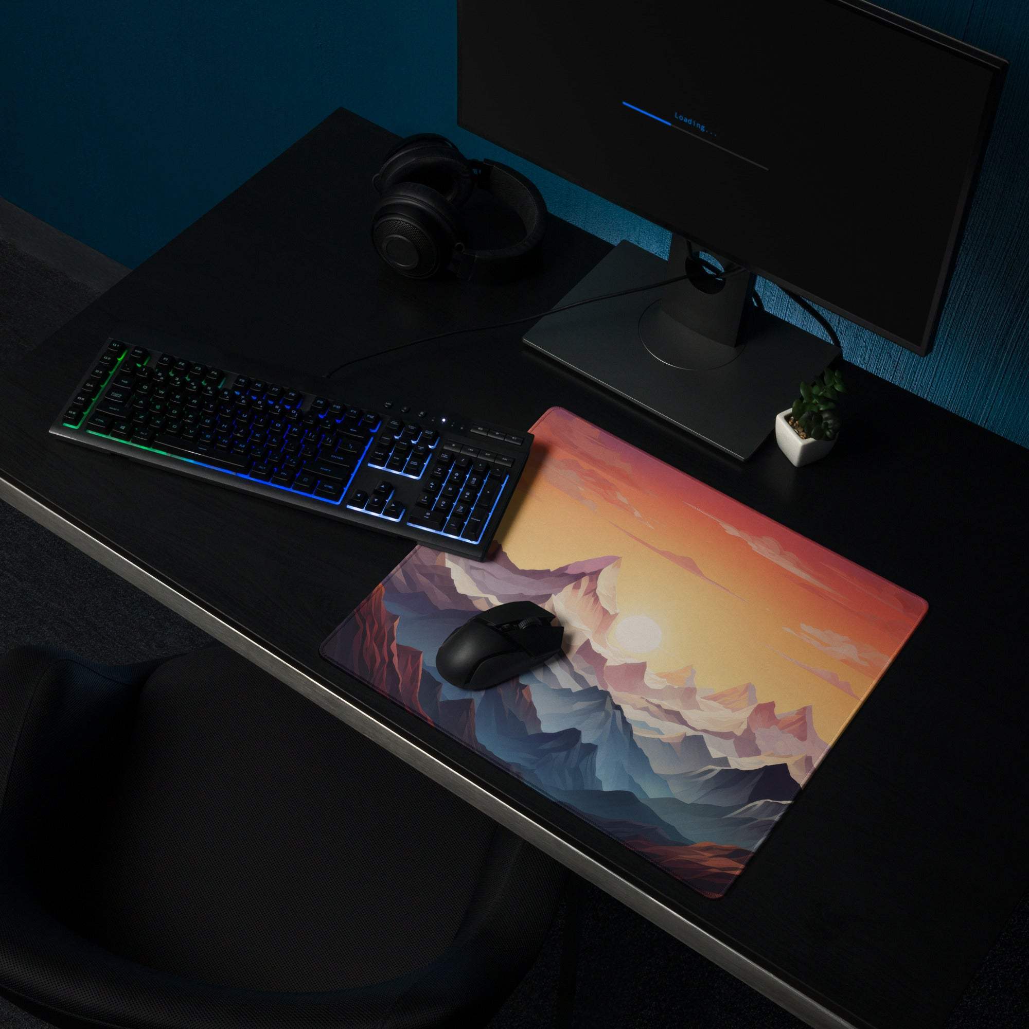 Vibrant mountain sunset landscape large gaming mouse pad