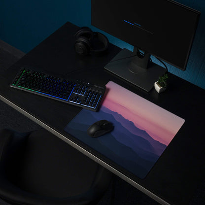 Twilight Mountain Range gaming mouse pad with sunset gradient and mountains
