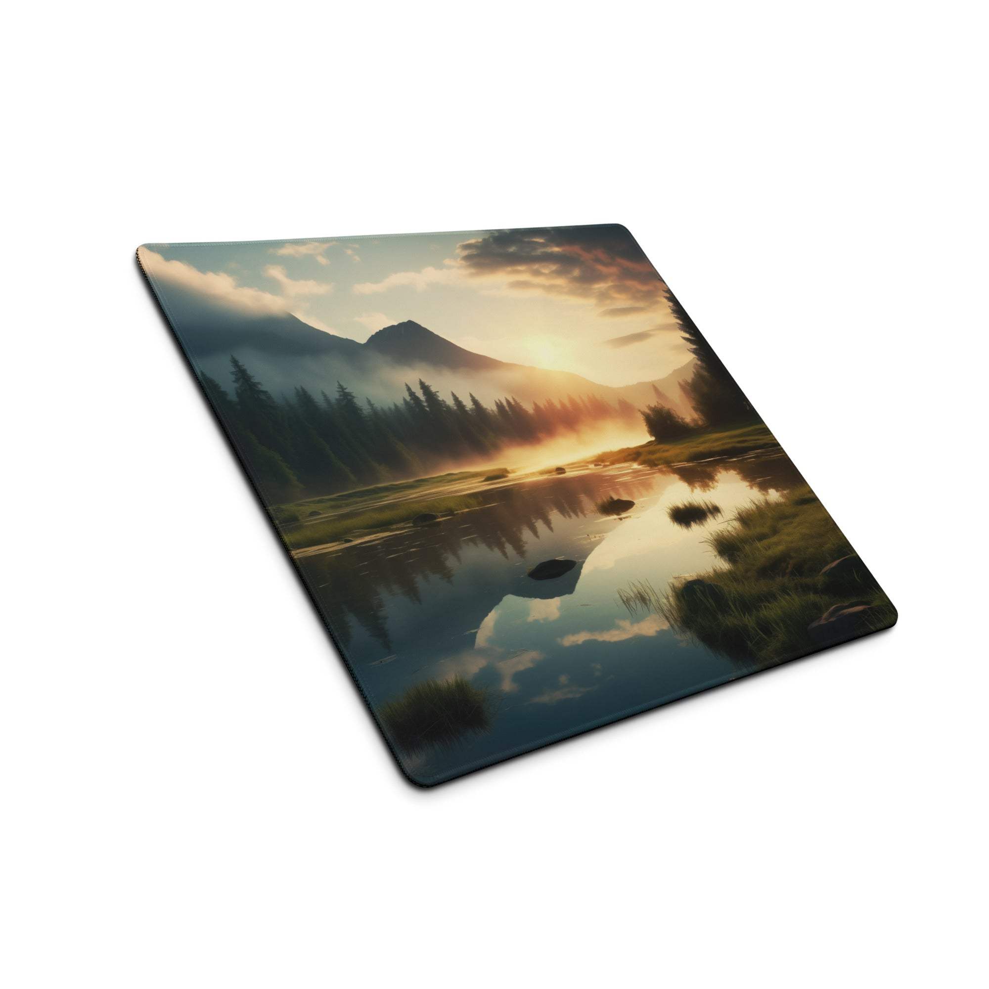 Scenic sunrise mountain landscape rectangular gaming mouse pad coaster