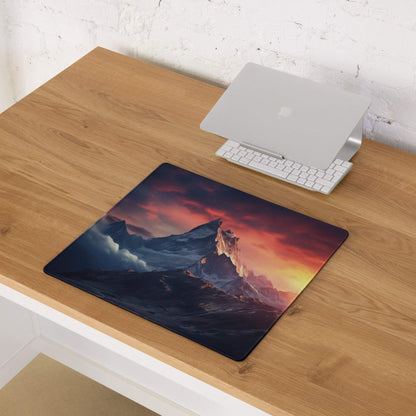 Epic Mountain Sunrise gaming mouse pad with vibrant sunset colors