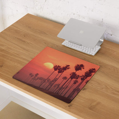 Vibrant sunset palm trees large gaming mouse pad with non-slip base