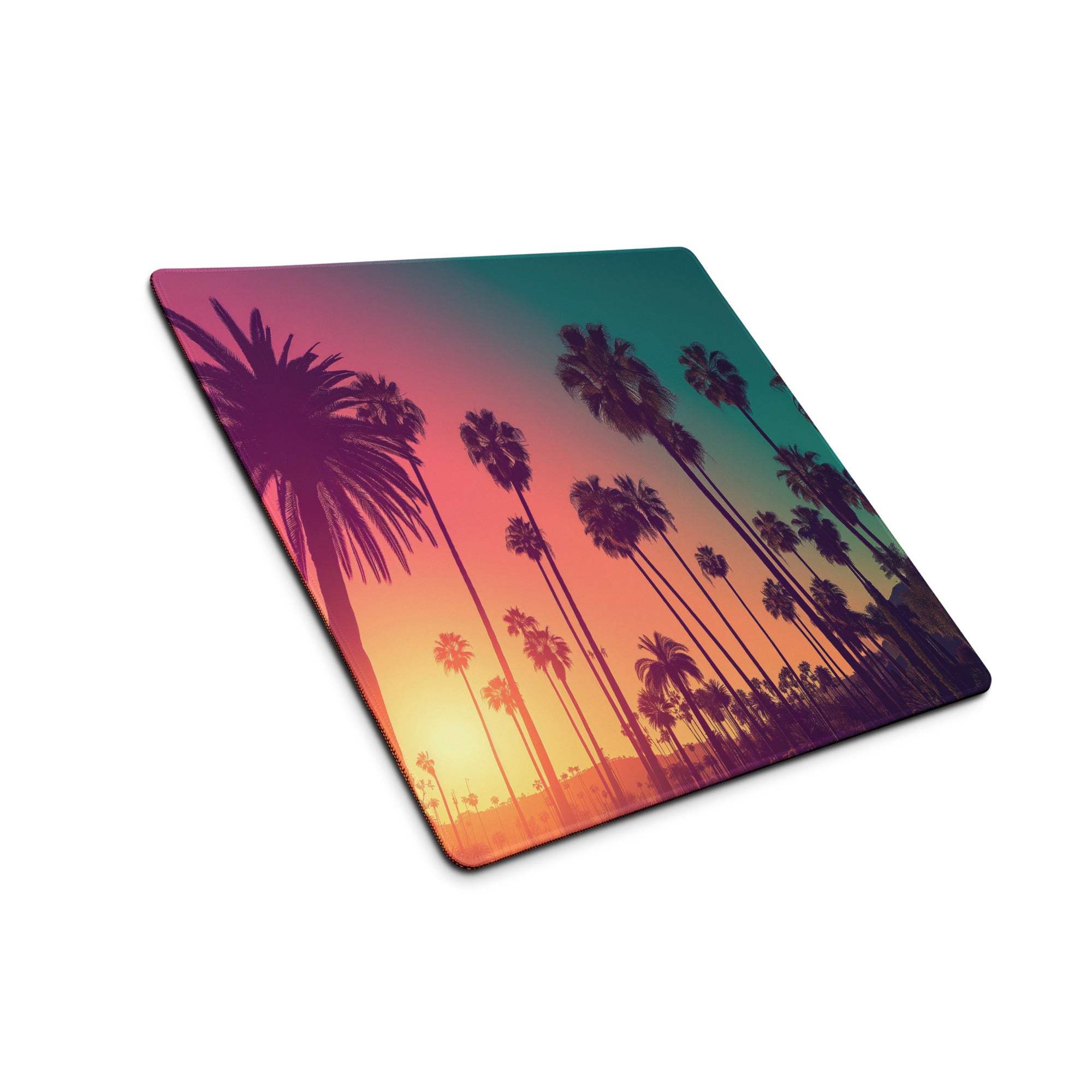 Vibrant tropical sunset palm trees gradient gaming mouse pad