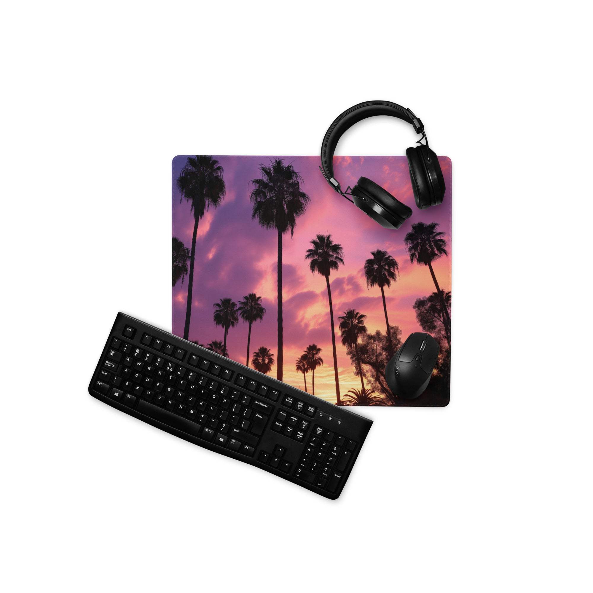 Large Sunset Palm Trees Gaming Mouse Pad with Non-Slip Backing
