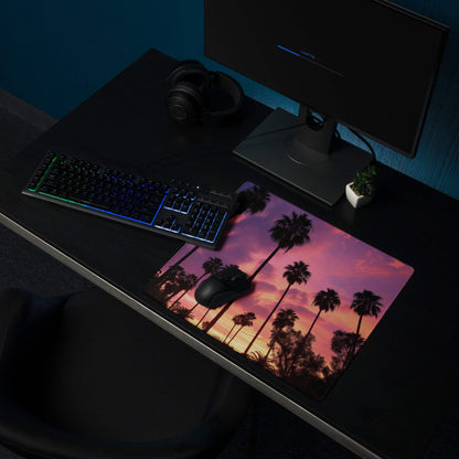 Large Sunset Palm Trees Gaming Mouse Pad with Non-Slip Backing