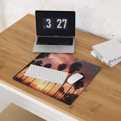 Sunset palm trees large gaming mouse pad with non-slip base