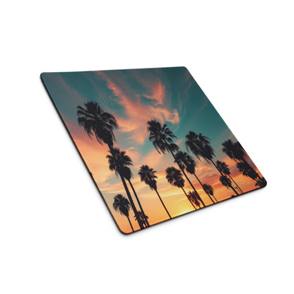 Vibrant sunset palm trees large gaming mouse pad with non-slip base