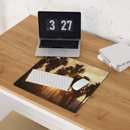 Tropical sunset palm tree gaming mouse pad with non-slip base