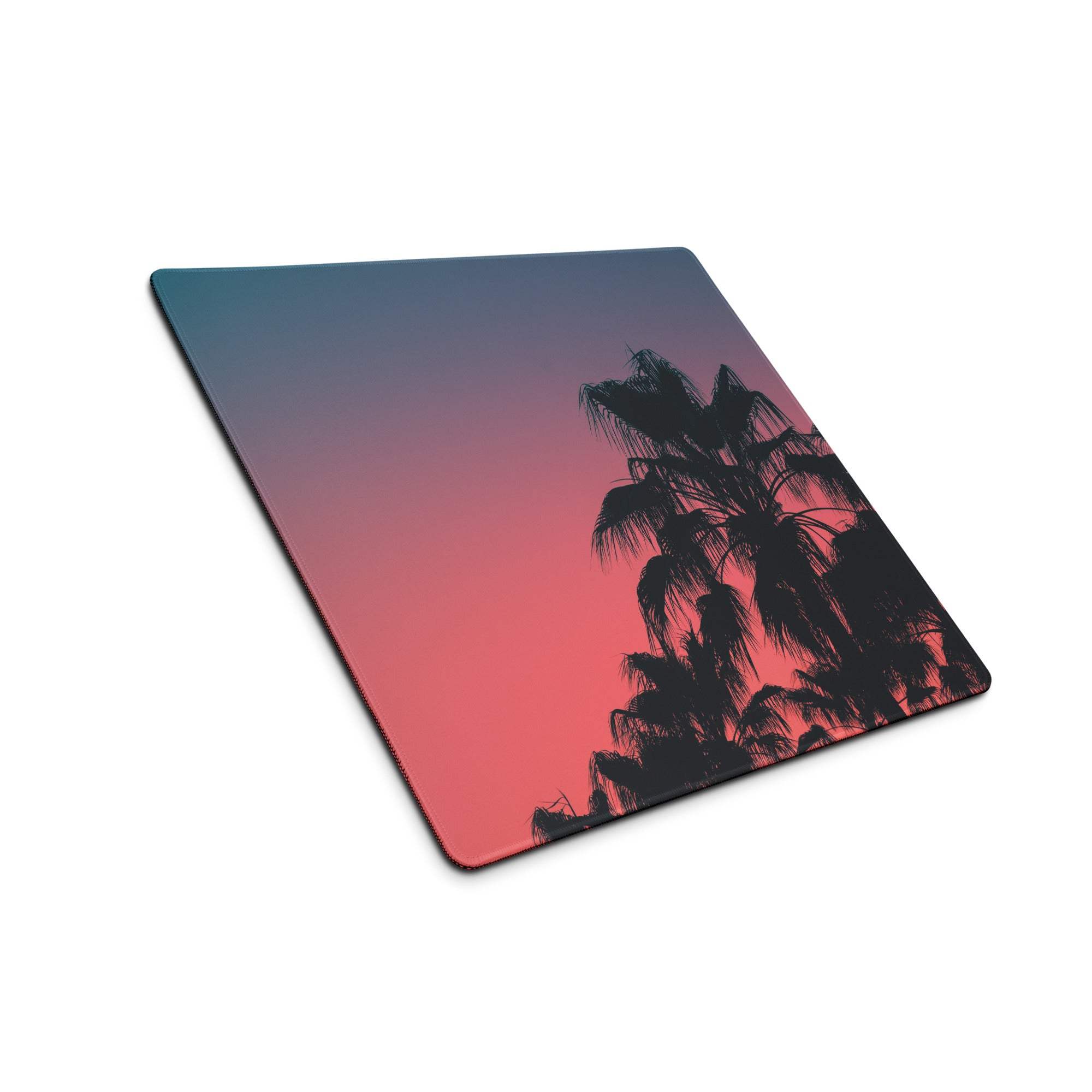 Vibrant palm trees sunset large gaming mouse pad with gradient sky and non-slip backing