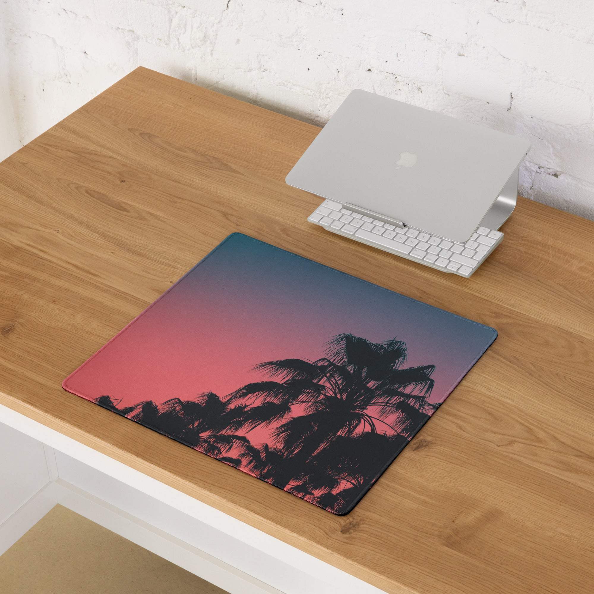 Vibrant palm trees sunset large gaming mouse pad with gradient design