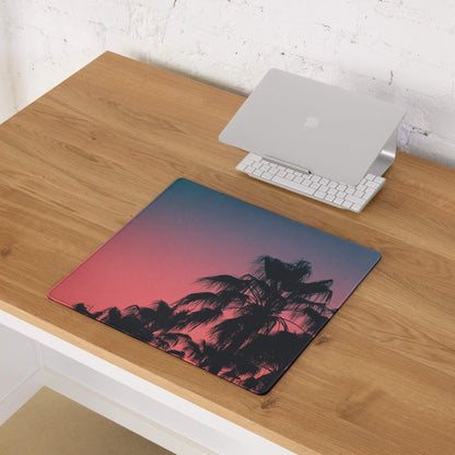 Vibrant palm trees sunset large gaming mouse pad with gradient design