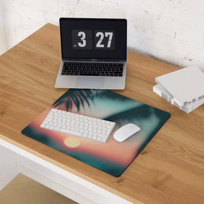 Premium large sunset glow gaming mouse pad with tropical sunset design